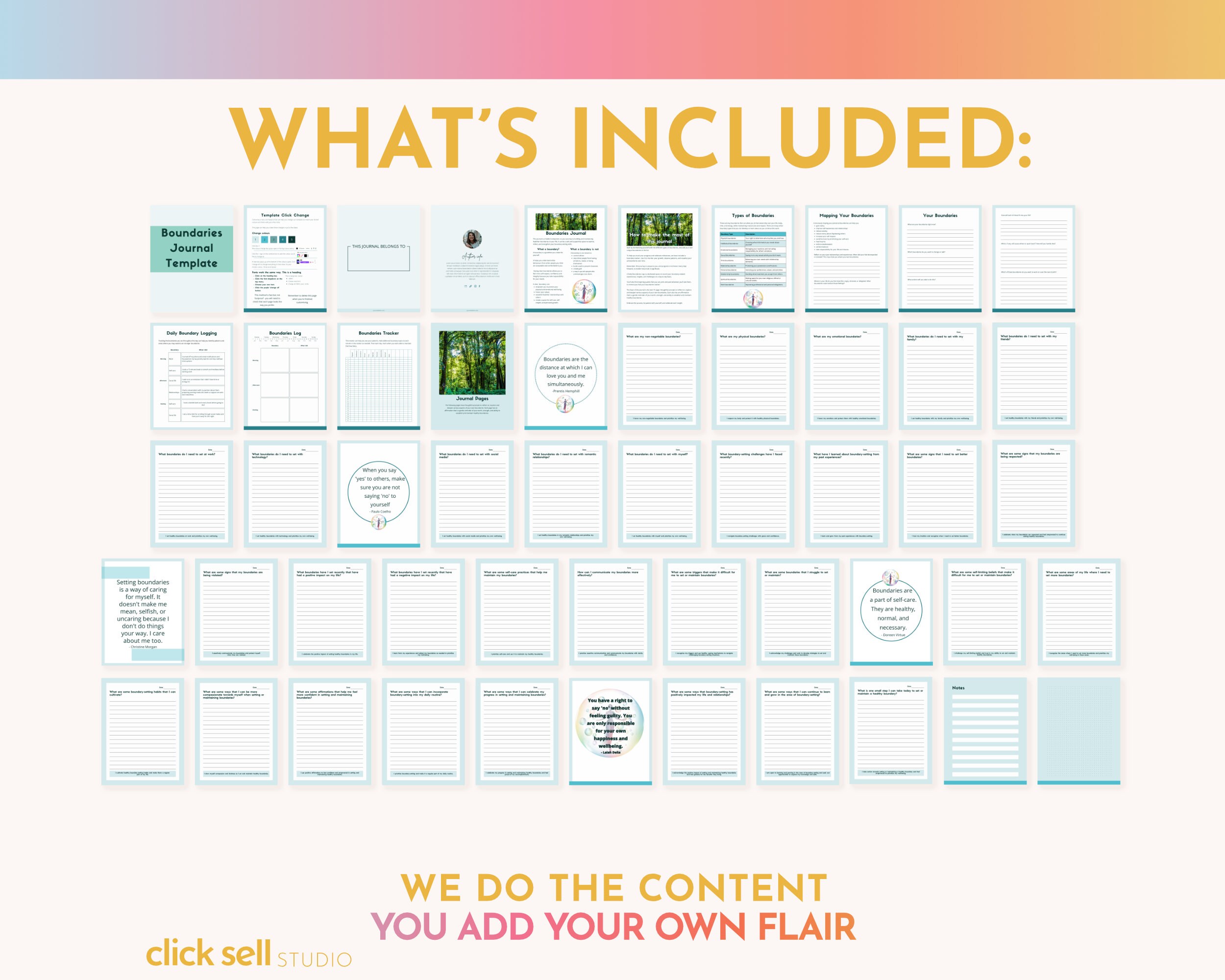 Boundaries Journal Editable Canva Template Commercial Use Instant Digital Download DBT Inspired
