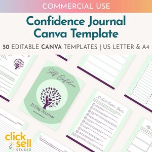 Self-Confidence Journal Canva PLR Template for Coaches Printable Reseller Product Personal Growth Tool with Commercial License