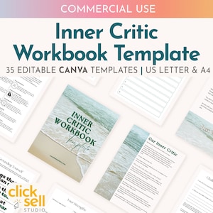 Inner Critic Workbook Bearbeitbare Canva Vorlage | Kommerzielle Nutzung | A4 / US-Letter-Größen | PLR für Wiederverkäufer, Life Coaches und Therapeuten