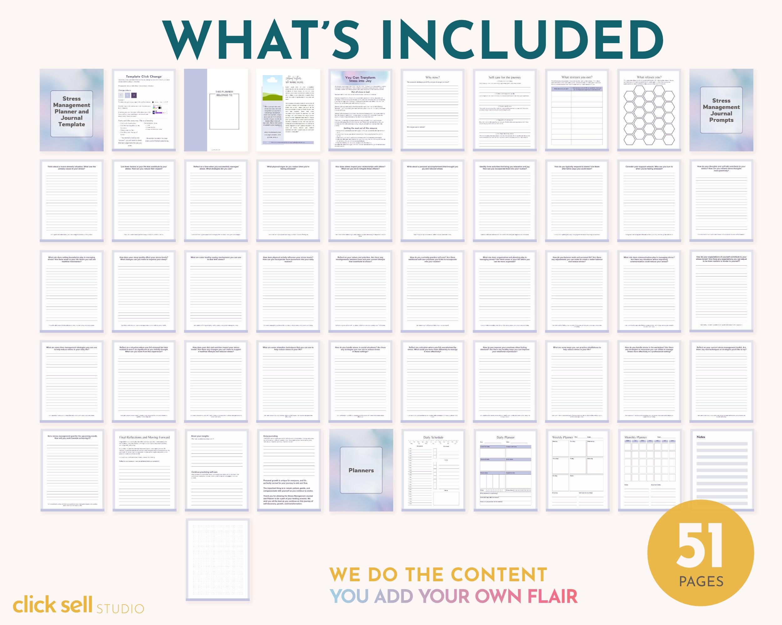 Stress Management Planner and Journal Editable Canva Template ...
