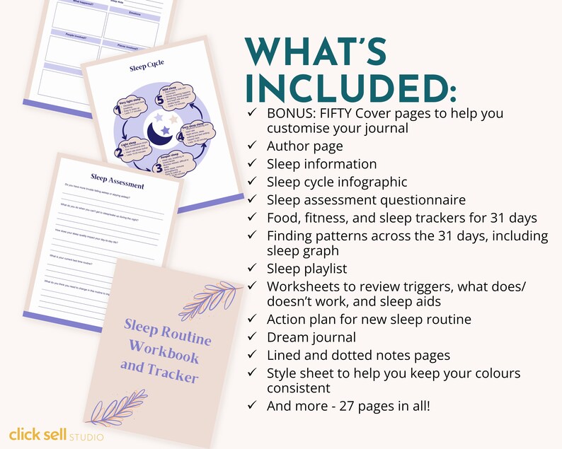 Pode incluir: Um caderno de exerc&iacute;cios e um rastreador de rotina de sono imprim&iacute;veis com um design floral roxo e rosa. O caderno inclui 27 p&aacute;ginas com informa&ccedil;&otilde;es sobre ciclos de sono, avalia&ccedil;&atilde;o do sono, rastreadores de alimentos e condicionamento f&iacute;sico, e muito mais.