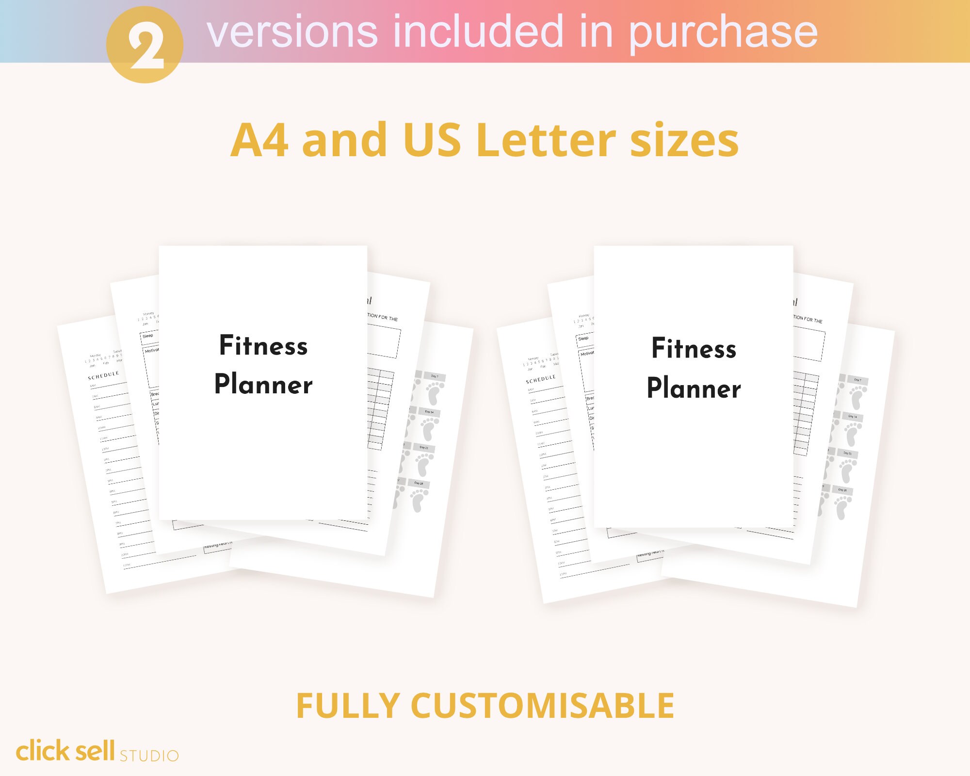 Editable Fitness Planner Template: Canva Workout Tracker (commercial ...