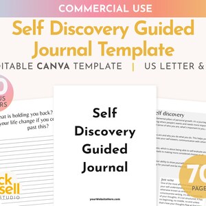 Plantilla Canva de diario guiado de autodescubrimiento / USO COMERCIAL / Tamaños carta y A4 de EE. UU. / páginas de diario solicitadas para ayudar en la superación personal