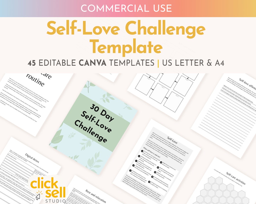 Self Love Challenge Canva Template: 30 Day Planner (commercial Use ...