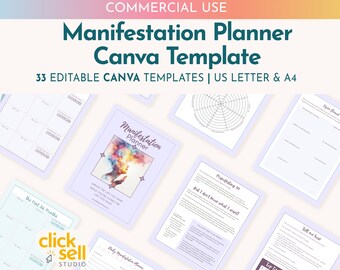 Manifestation Planner Editable Canva Template | Commercial Use | Instant download digital template | Resell