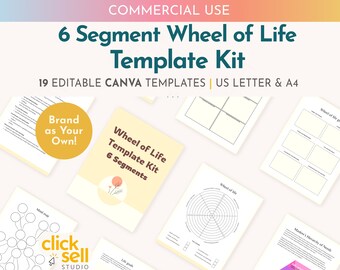Wheel of Life Worksheet Template Canva Welless Lifecoach Editable ...