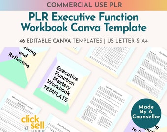 PLR Executive Function Mastery Workbook Canva Template Customizable Tool to help Overcome Productivity Challenges Master Executive Function