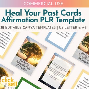 Sane sus afirmaciones pasadas PLR Plantilla de tarjeta Canva editable Canva Editable Rebrandable para revendedores, entrenadores y profesionales de la salud mental