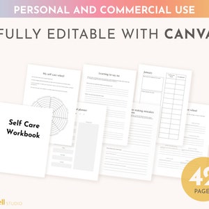 Self Care Workbook Editable Canva Template COMMERCIAL USE A4/US Letter ...