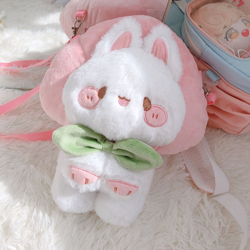 Kawaii Darl Black Lop Rabbit Bunny Plush Backpack Lolita Mother Bag Cute  Doll Shoulder Bag Cosplay Gothic Cartoon Bunny Handbag