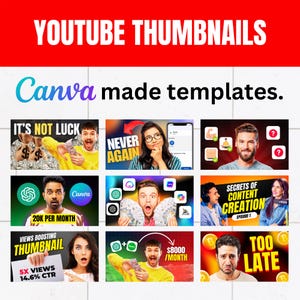 Miniaturas de YouTube de Canva: paquete de 10 miniaturas de vídeo editables