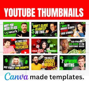 Editable Canva Template for Upwork YouTube Thumbnails | YouTube Thumbnail Pack | Digital Download