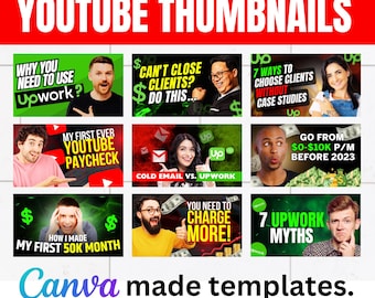 Editable Canva Template for Upwork YouTube Thumbnails | YouTube Thumbnail Pack | Digital Download
