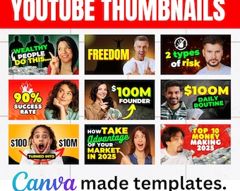 YouTube Thumbnail Canva Templates | 10 Editable Options | Instant Digital Download