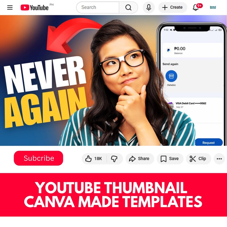 Youtube Thumbnail Canva – Editable Video Thumbnails Pack of 10 - Etsy