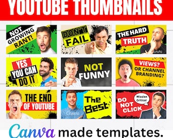 YouTube Thumbnail Canva Vorlagen | 10 Optionen, bearbeitbare, klickwürdige Designs für Schöpfer