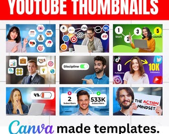 YouTube Thumbnail Canva Template | Customizable Editable Design | Instant Digital
