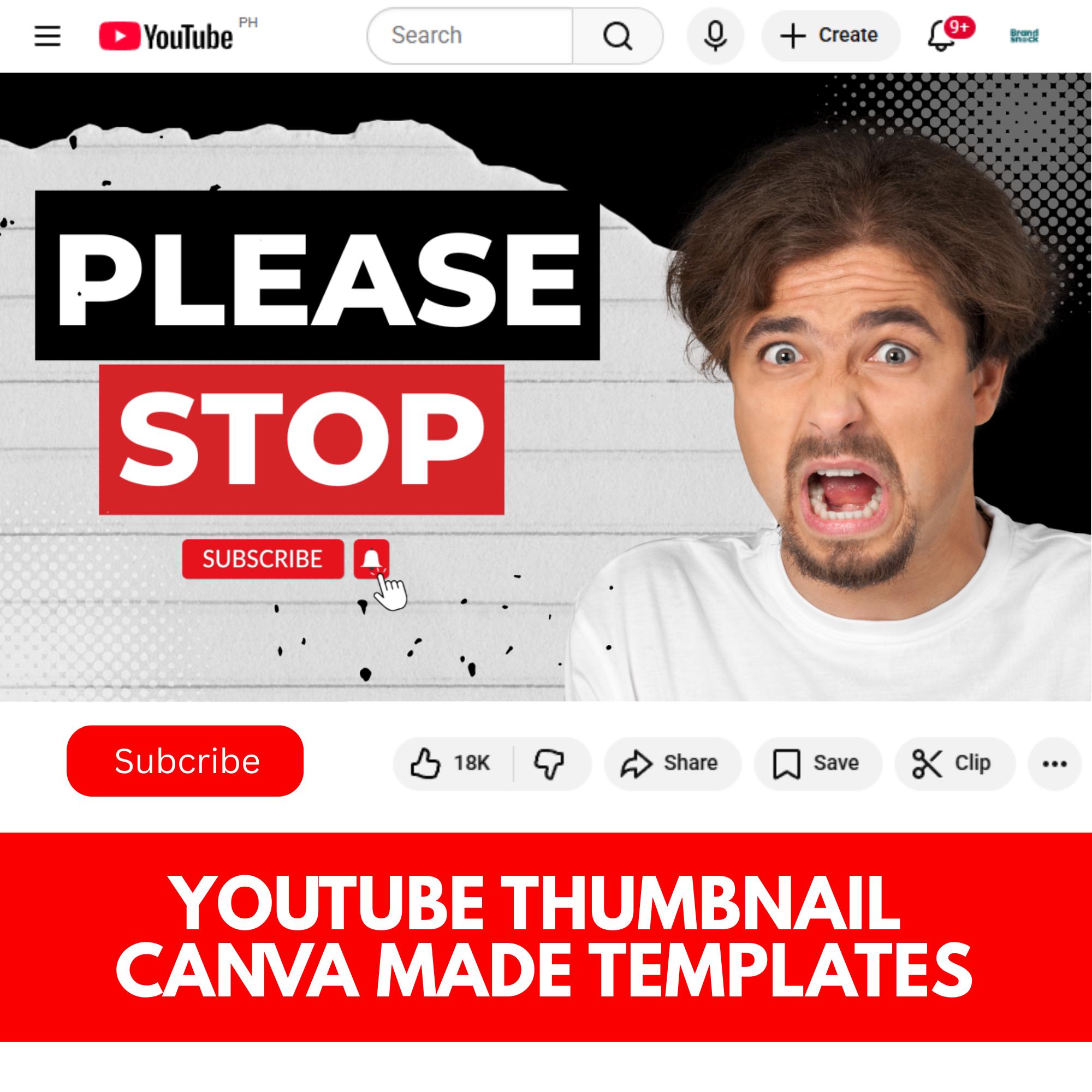 Youtube Thumbnail Templates Canva, Editable Youtuber Pack (digital ...