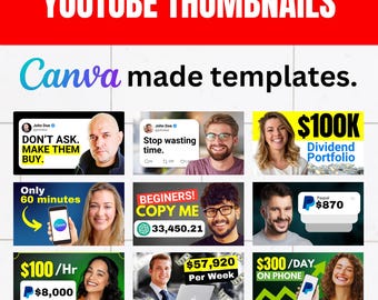 10 plantillas de miniaturas de YouTube editables de Canva / Paquete de miniaturas de YouTube / Plantillas de marketing de video / Descarga instantánea / Kit para redes sociales