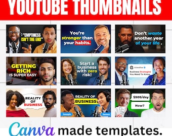 YouTube Thumbnail Canva Templates | 10 Editable Options | Instant Digital Download