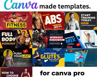 Youtube Thumbnails Gym Canva CustomizableTemplate