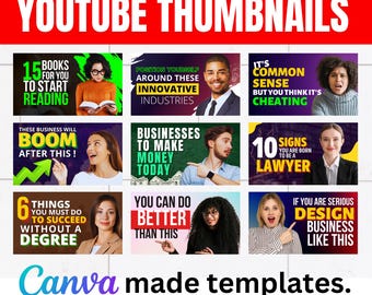 YouTube Thumbnails Editable Canva Templates | 6 Designs | Instant Digital Download
