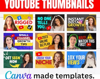 YouTube Thumbnail Canva Vorlagen | 10 Optionen, bearbeitbare, klickwürdige Designs für Schöpfer