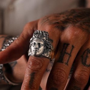 Mythology Inspired Apollo Greek Ring with Silver Gold Plating - Statement Jewelry Gift