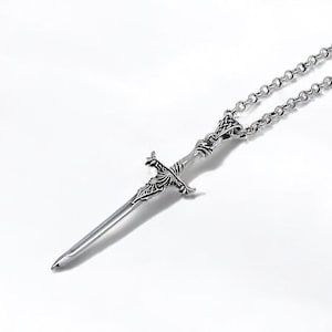 Sterling Silver Sword Necklace: Gothic Warrior Pendant for Men