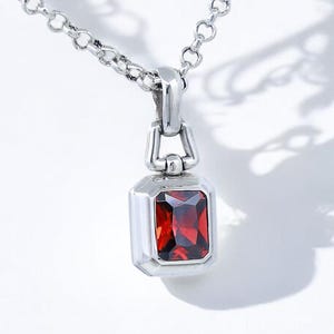 Collana di lusso in argento sterling con ciondolo in granato rosso - Regalo unico con pietra portafortuna