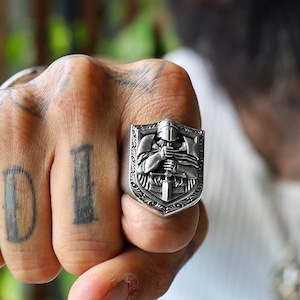 Silver Knight Warrior Ring for Men - Masculine Statement Jewelry - Unique Gift Idea