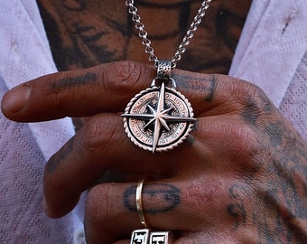 Sterling Silver Nautical Compass Pendant Necklace: Ocean Inspired Jewelry