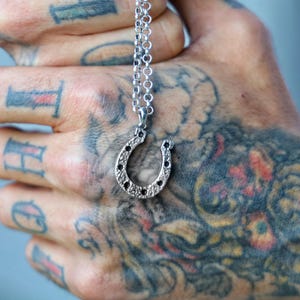 Handcrafted Sterling Silver Horseshoe Pendant Necklace - Horse Lovers Lucky Jewelry - Timeless Elegance