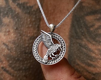 Sterling Silver Raven Necklace – Handcrafted Viking Jewelry Inspired by Norse Mythology