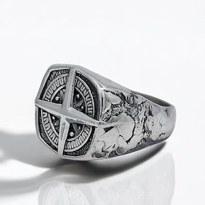 Herren Nordstern Kompass Silber Ring - Bold Statement Schmuck - Perfekte Geschenkidee