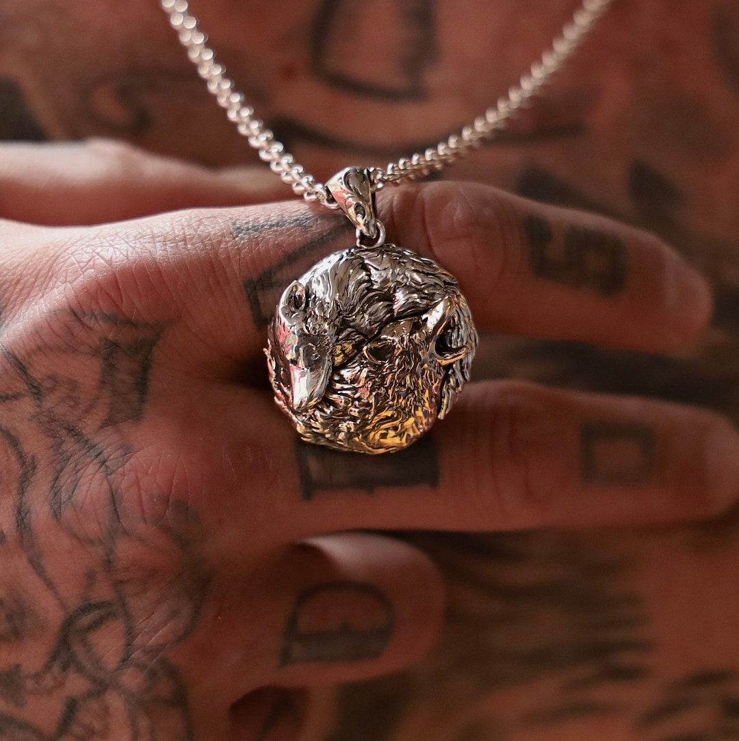 AWNL Men's Pendant Necklace With Hexagonal Gemstones Pendant