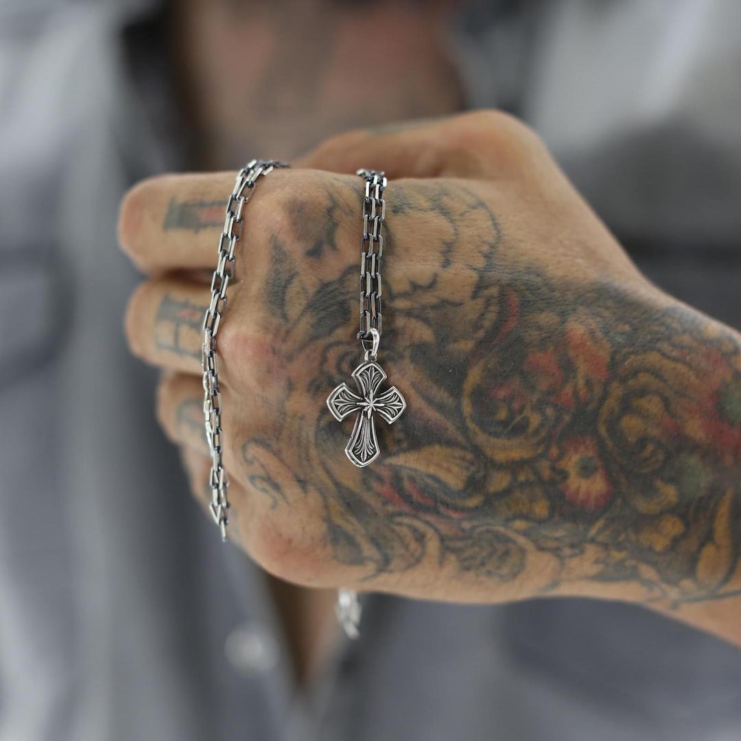 Stylish Silver Cross Necklace for Him Perfect Gift Idea Birthday Gift