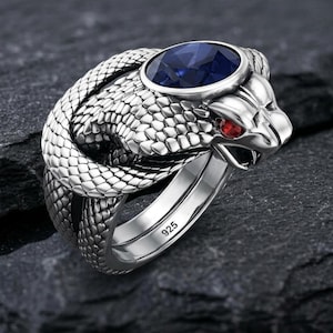 Sterling Silver Snake Ring – Unique King Cobra Jewelry with Gemstones