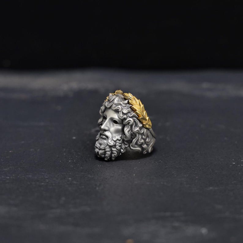 Close-up of the inner band, showcasing the option to add a personalized engraving. Turn this Zeus statement ring into a one-of-a-kind keepsake by adding a name, date, or special symbol, making it a cherished heirloom for those who appreciate Greek mythology and spiritual jewelry.