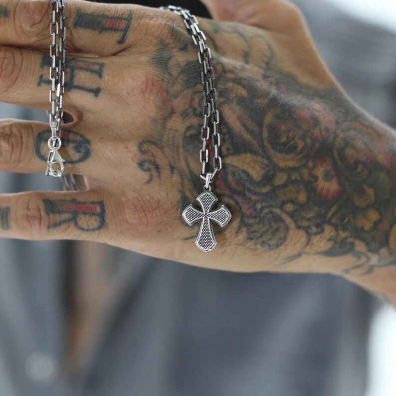 Stylish Silver Cross Necklace for Him Perfect Gift Idea Birthday Gift