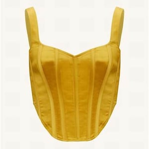 Yellow Satin  Women&#39;s Corset Top