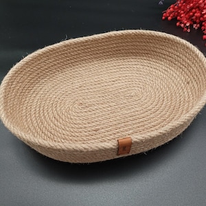 Bread basket, sewed jute bread basket