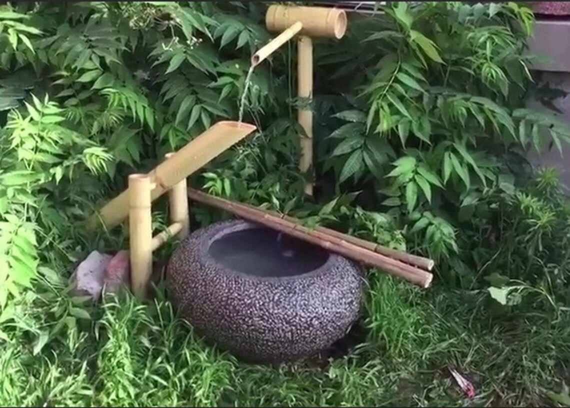 Japanese Shishi Odoshi Handmade Bamboo Water Fountain Outdoor Etsy