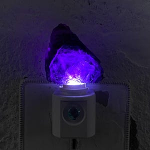 Natural Fluorite Raw Stone LED Night Light With Light Sensor | Baby Shower Gift | Nursery Night Lamp (120V US/Canada Plug) | Crystal Gift image 13