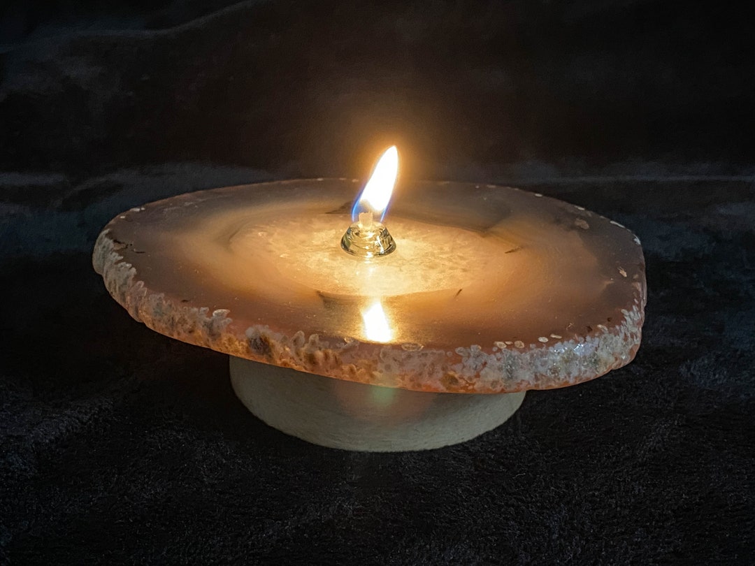 Natural Agate Wick Rock Oil Candle Rock Candle Kit Oil Etsy