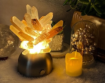 Natural Quartz Cluster Lamp with Touch Switch - Clear Crystal Night Light for Bedroom, Altar Decor & Spiritual Gift