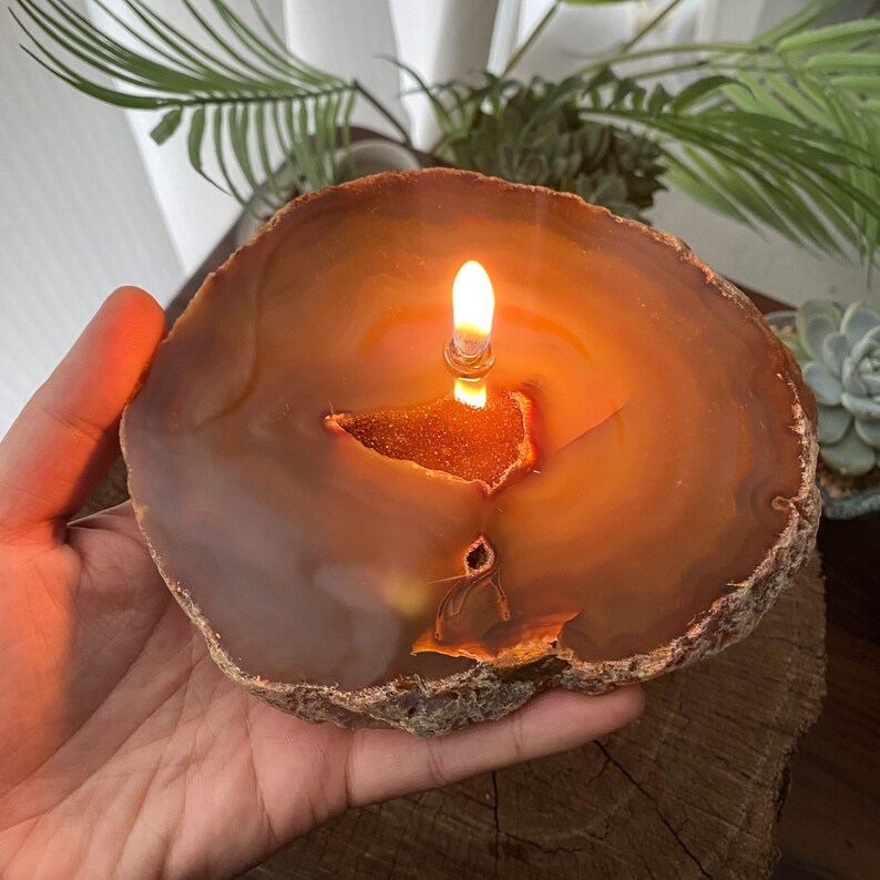 Agate Geode Rock Oil Candle Kit Handcrafted Natural Stone Etsy