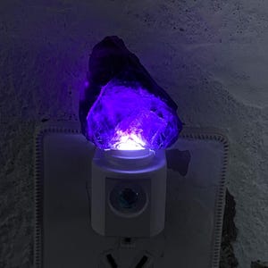 Natural Fluorite Raw Stone LED Night Light With Light Sensor | Baby Shower Gift | Nursery Night Lamp (120V US/Canada Plug) | Crystal Gift image 12