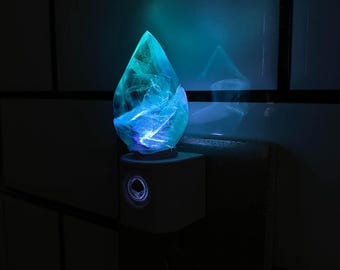 Natural Fluorite Freeform Night Light With Light Sensor | Baby Shower Gift | Nursery Night Lamp (120V US/Canada Plug)  | Crystal Gift