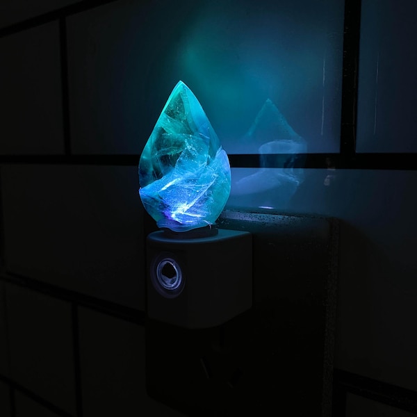 Natural Fluorite Freeform Night Light With Light Sensor | Baby Shower Gift | Nursery Night Lamp (120V US/Canada Plug)  | Crystal Gift